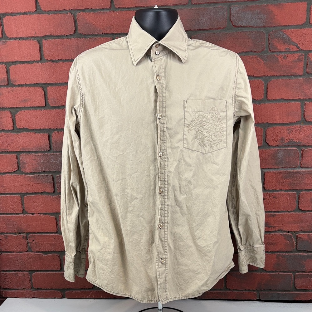 Mexx Men's Large Button‎ Down Tan Shirt - Formal